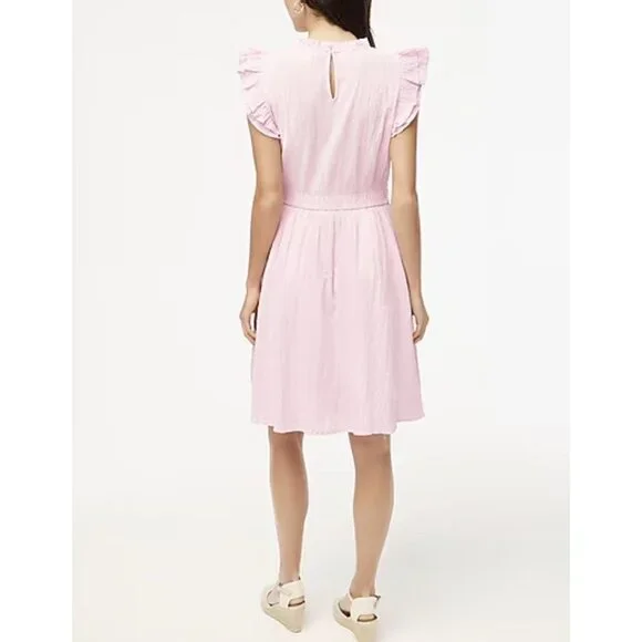 J. CREW FACTORY Gauze Flutter-sleeve Mini Dress Pink NWT - Picture 2 of 9